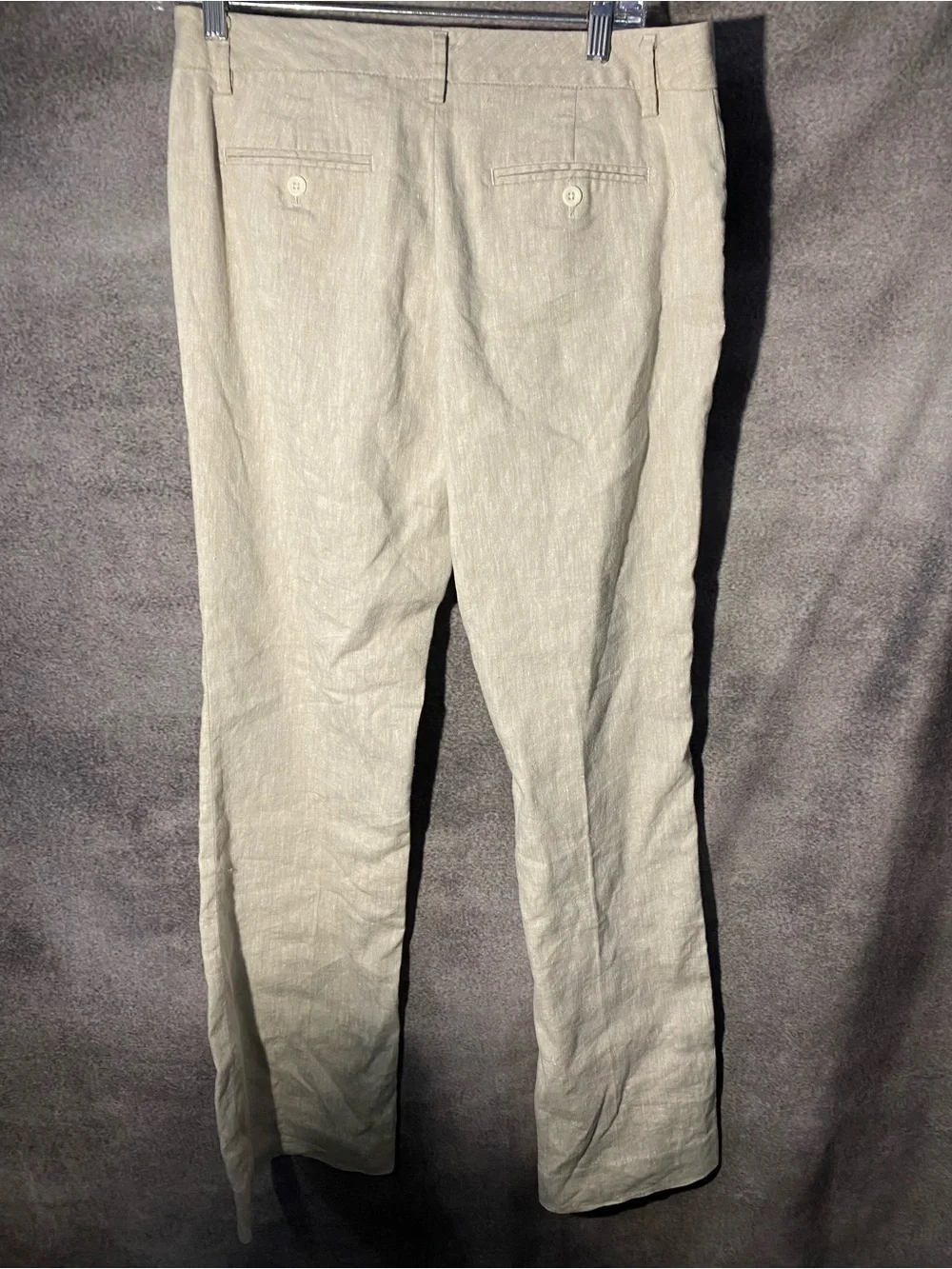 ⁠GAP Perfect Trouser Pants 4R Beige Tan Linen Blend Stretch Mid Rise Straight⁠